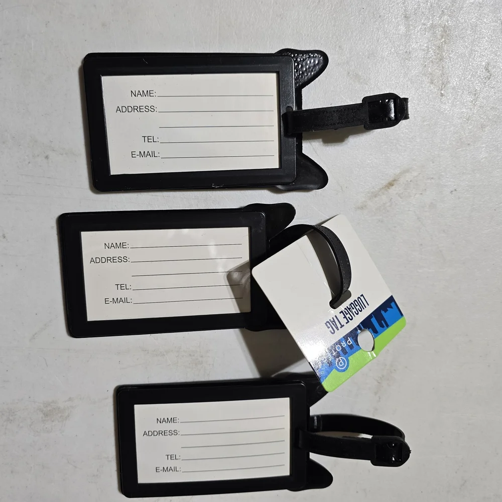 3 Protege Luggage Tags, Black and White Dog Tags, with Boston Terrier Design